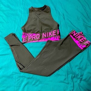 Nike pro dri fit intertwist crop bra& leggings 2 piece set SM Women's
